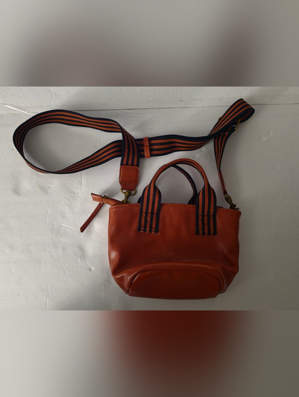 Universal Thread Orange Leather Crossbody Bag with Striped Strap